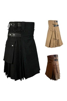 Kilt - Jupe écossaise pour homme - Couleur unie - Tartan - Style classique - Style rétro - Mode écossaise - Style traditionne