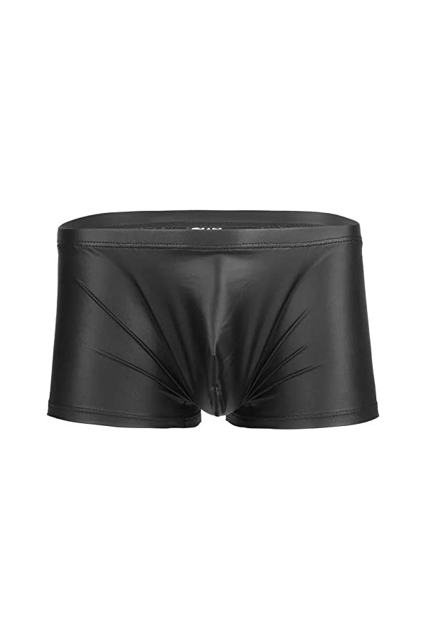Mymyguoe Boxer ouvert pour homme en cuir verni avec fermeture éclair aspect cuir Jockstrap Tanga GOGO Underwear Clubwear, b b