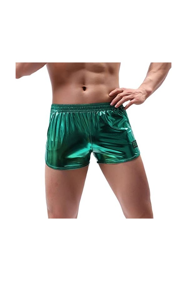 Mymyguoe Boxer ouvert pour homme en cuir verni avec fermeture éclair aspect cuir Jockstrap Tanga GOGO Underwear Clubwear, b b