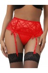 comeondear Femmes Porte-Jarretelles avec 4 Pinces Réglable Porte Jarretelle Grande Taille avec G-String B-Noir,M-L 