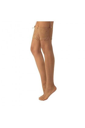 CALZITALY Bas Voile pour Porte Jarretelles avec Dentelle, Bas Mariage et Ceinture Porte-Jarretelles, 15 DEN, Noir, Ivoire, Bl