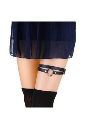 alisikee Lot de 2 porte-jarretelles élastiques réglables en forme de cœur pour femme, Noir , taille unique