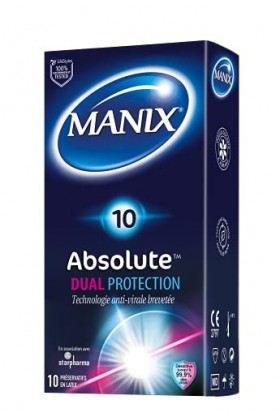 MANIX ABSOLUTE DUAL PROTECTION 10 préservatifs masculins avec sa technologie anti-virale brevetée