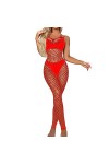 Femmes Fishing Net Tights Teddy Lingerie Mesh Tights Combinaison Pyjama Manches Longues Tulle Lingerie poupée Rouge,Taille U