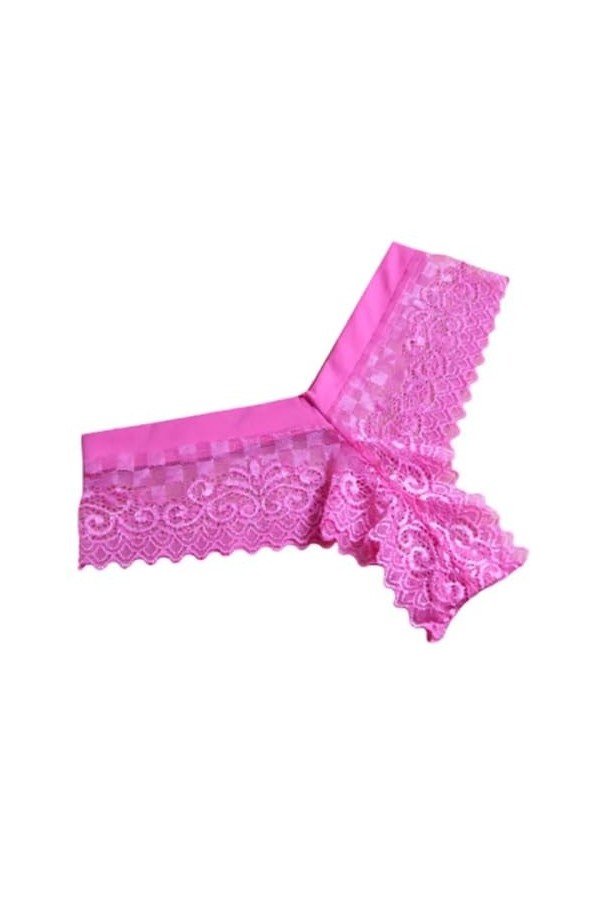 GRRKDFQ Sexy Lingerie Érotique String en Dentelle Ajouré, Rose Rouge, Taille Unique