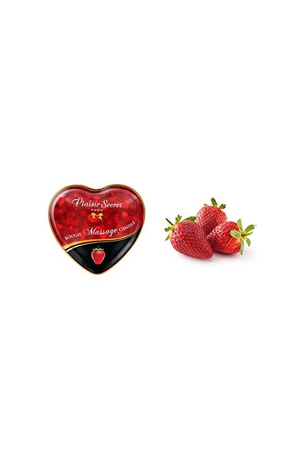 Plaisirs Secrets Mini Bougie de Massage Fraise Boîte Cœur 35 ml