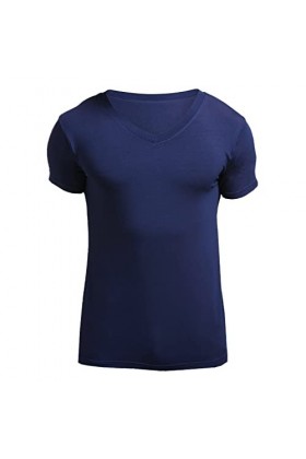 T-shirt à manches courtes en soie glacée pour homme - Ultra mince - Translucide - Mode dété - Haut sculptant - Vêtement din