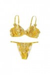 ZHIYU Soutien-gorge en dentelle Sexy Palette Broderie G-string Vêtements Bustier Fleurs Filet Tenue Femme Sexy, jaune, S