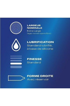 DUREX- Lot de Préservatifs et Lubrifiant - 1 Boîte de Préservatifs Confort XXL x10 - Gel Lubrifiant Hot 100ml