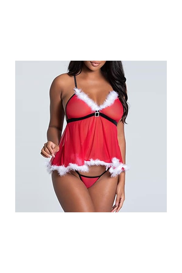 HASU Lingerie Sexy pour Femmes Dentelle Plume Sexe sous-Vêtements Robe Transparente Érotique Nouvelle Chemise De Nuit Rouge a