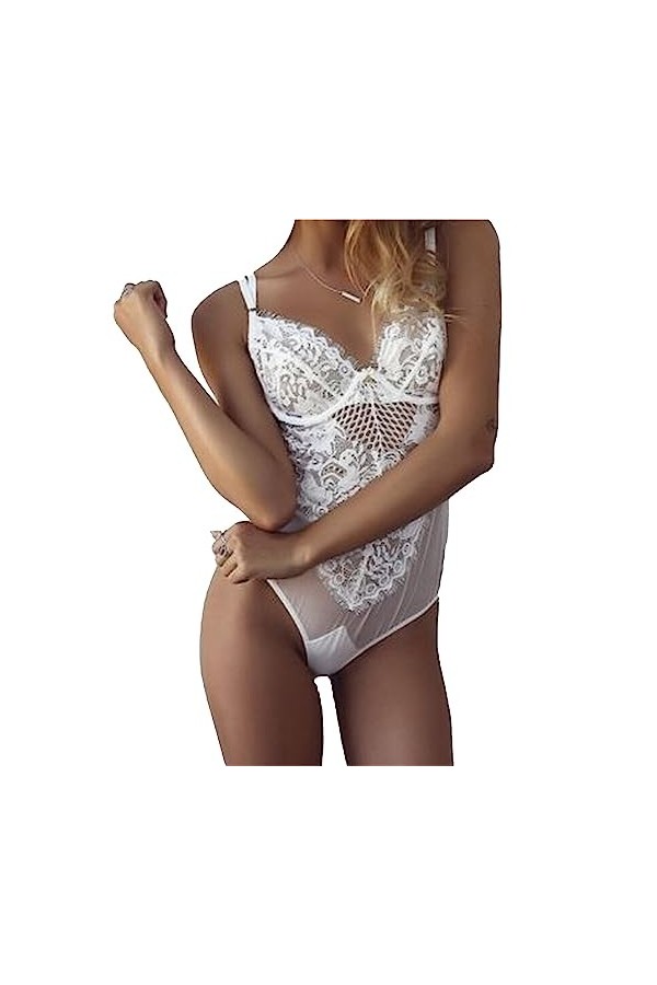 Dentelle Crotch Lace pour Femme Deep V Teddy Une pièce sous-vêtements Pyjama Blossom Dentelle Body poupée sous-vêtements Bla