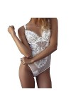 Dentelle Crotch Lace pour Femme Deep V Teddy Une pièce sous-vêtements Pyjama Blossom Dentelle Body poupée sous-vêtements Bla