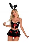 iiniim Lingerie Ensemble Déguisement Lapin Uniforme Femme Sexy Soutien Gorge Jupe En Cuir Verni Nuisette Jeu de Rôle Cosplay 
