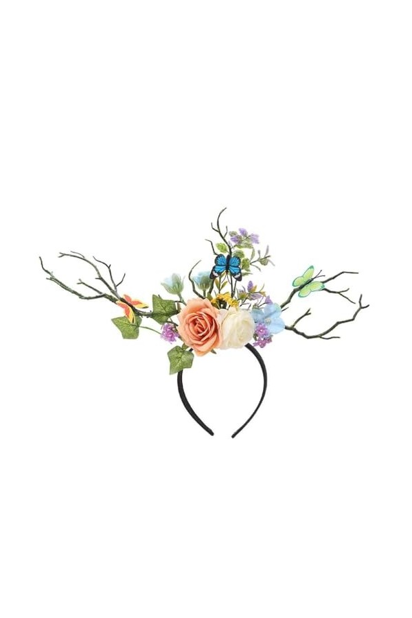 Bandeau Cornes Roses pour Halloween Couvre-Chef Fête Cosplay Foncé Cerceau pour Cheveux Thème Papillons Foncés Cadeau Noël