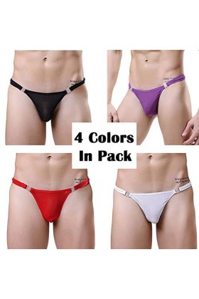 KHUFUZI Lot de 4&nbsp;sous-vêtements, sexy, en maille pour homme, lingerie respirante, tangas transparents, cadeau pour un ami, Lo