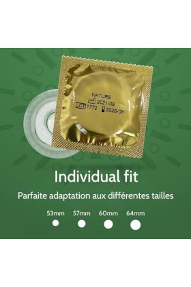 Préservatifs AMOR NATURE Premium positionnement parfait et taille adaptée à chacun - Ø&nbsp;53&nbsp;mm Transparent Lot de 50
