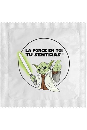 Préservatif Humoristique - Pack de 5 - Idée de Cadeau Drôle - Imprimé en France - En Latex Fin et Résistant - LA FORCE EN TOI