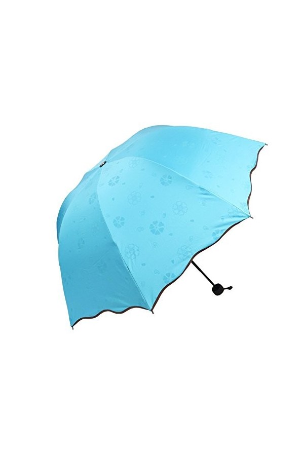 Lagiwa Parapluie pliant Magique apparition motifs fleurs sous la pluie - Couleur au choix avec 1 cadeau bonus Rose clair 