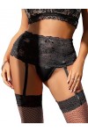 ohyeahlady Porte-Jarretelles Sexy 4 Attaches Lingerie Grande Taille Porte Jartelle Dentelle Jarretelle avec G string Ensemble