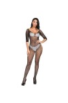 Lingerie Sexy Femme Coquine Hot Ouverte Bas Résille Creux À Manches Longues, Noir, Taille Unique
