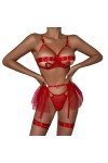 Ensemble Lingerie Sexy Femme Érotique, Ensemble de Lingerie pour Femmes avec Porte-Jarretelles Soutien-Gorge Sexy et Culotte 