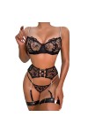 Ensemble Lingerie Sexy Femme Érotique, Ensemble de Lingerie pour Femmes avec Porte-Jarretelles Soutien-Gorge Sexy et Culotte 