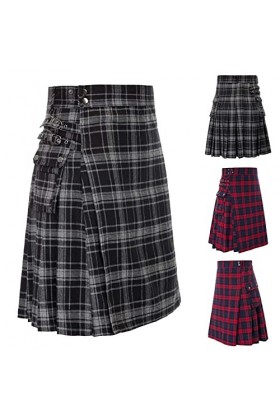 Kilt - Jupe écossaise pour homme - Couleur unie - Tartan - Style classique - Style rétro - Mode écossaise - Style traditionne