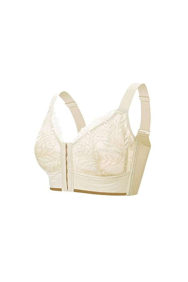 Menstruelle Sexy Femmes Pleine Coupe Mince sous-vêtements Grande Taille Bouton Avant sans Fil Sport Dentelle Soutien-Gorge Po