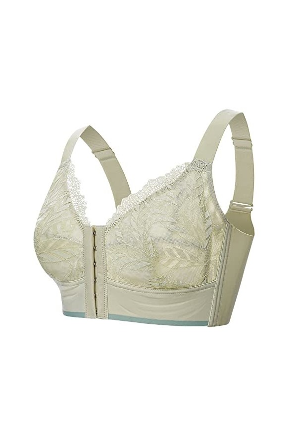 Menstruelle Sexy Femmes Pleine Coupe Mince sous-vêtements Grande Taille Bouton Avant sans Fil Sport Dentelle Soutien-Gorge Po