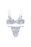 DUHGBNE Sous-vêtements Dentelle Papillon Broderie Chambre Lingerie Femme Sexy, bleu, S