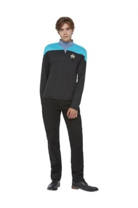Smiffys Uniforme scientifique Star Trek Voyager sous licence officielle, Homme, 52669L, noir/bleu, L-Size 42"-44"