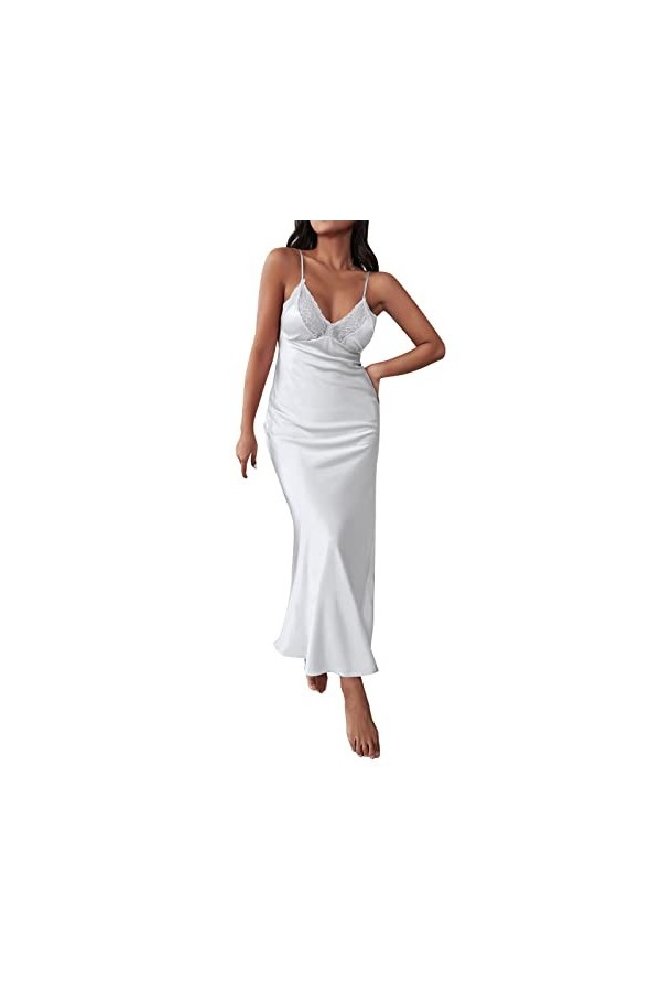 ZHIYU Chemise de nuit pour femme Lingerie Satin Chemise de nuit Lingerie Sexy Chemise de nuit Culotte complète Robe de nuit S