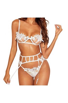 ZHIYU Sous-vêtements Sous-vêtements Collants G-string Ceinture Soutien-gorge Pyjamas Broderie Sous-vêtements Soutien-gorge De