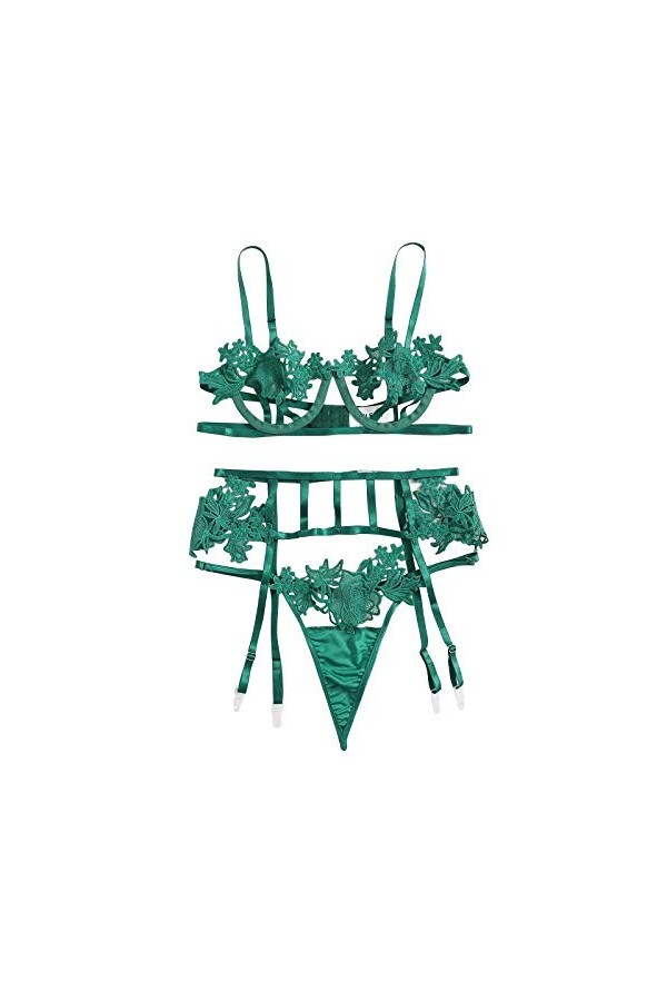 ZHIYU Sous-vêtements Sous-vêtements Collants G-string Ceinture Soutien-gorge Pyjamas Broderie Sous-vêtements Soutien-gorge De