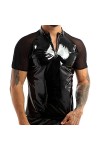 T-shirt effet mouillé pour homme - En cuir verni - Maille - Débardeur de musculation - Vêtement de fitness - Pour les clubs d