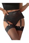 ohyeahlady Porte Jarretelle Sexy Ensemble Grande Taille avec 4 Attaches Métalliques Porte-Jarretelles Femme Dentelle Guepiere