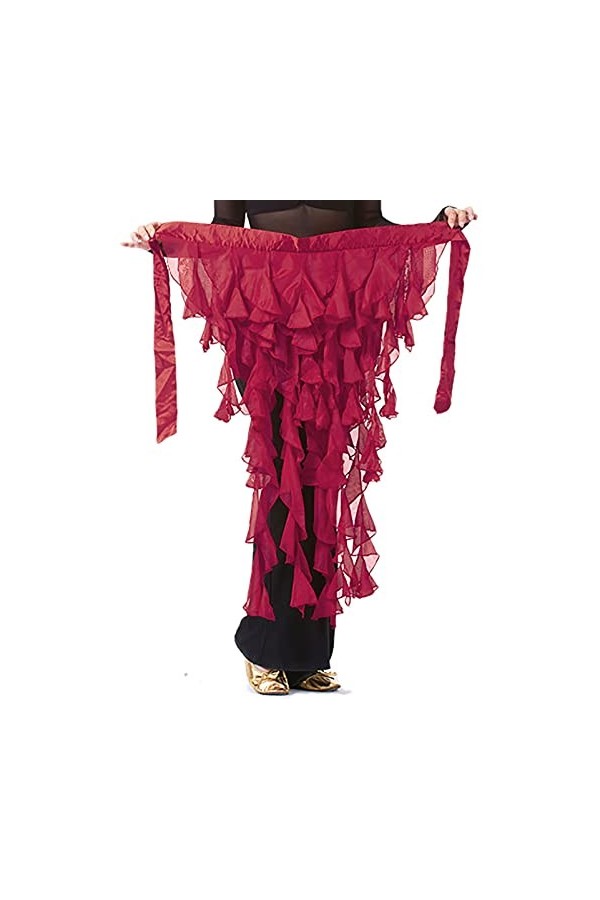 Foulard triangulaire en mousseline de soie pour femme avec franges à volants longs