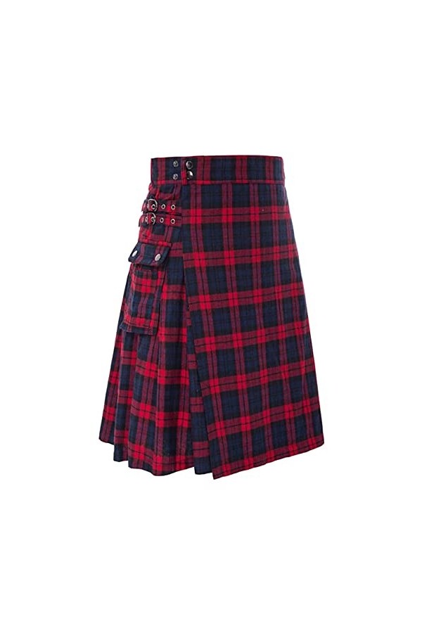 Kilt écossais classique pour homme - Jupe à carreaux avec poches - Jupe courte écossaise à carreaux - Avec poches contrastées