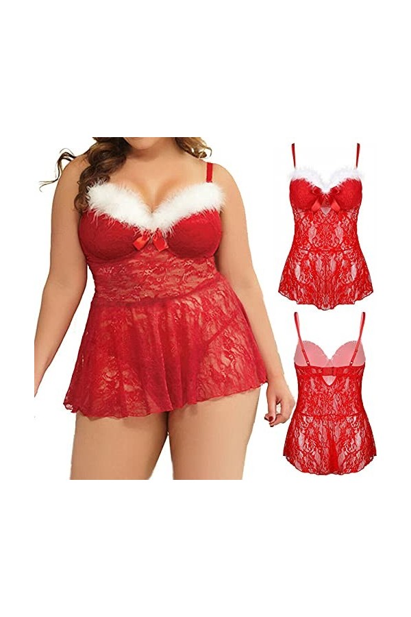 RYTEJFES Sous-vêtements sexy pour femme, sexy érotique sexe extrême tenue lingerie grande taille rouge Dessuesexy Ensemble Vê