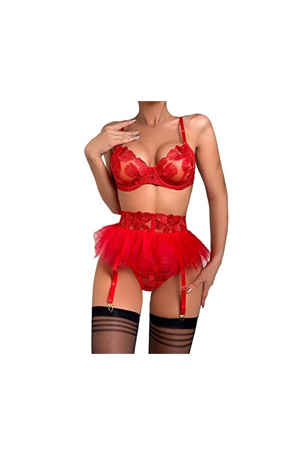 Ensemble Lingerie Sexy Femme Érotique, Femmes Noir Dentelle Sexy Ouvert Entrejambe Bas Crotchles RéSille Lingerie Lingerie Pu