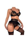 Ensemble Lingerie Sexy Femme Érotique, Femmes Noir Dentelle Sexy Ouvert Entrejambe Bas Crotchles RéSille Lingerie Lingerie Pu