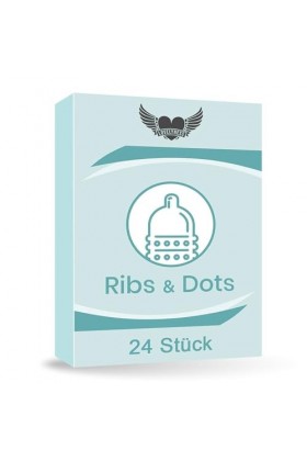 Préservatifs avec picots solides Pois et nervures - 24 pièces 52mm Feeling real Extra mince Film lubrifiant extra humide pour