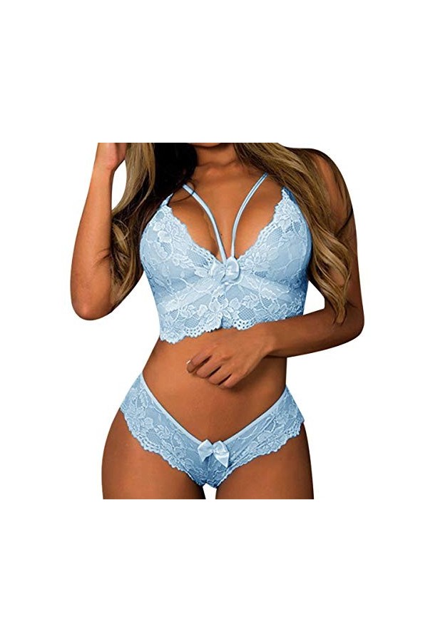 CheChury Femmes Ensemble de Lingerie Sexy en Dentelle String Ensemble sous-Vêtements De Seduction 2 pièces avec Soutien-Gorge
