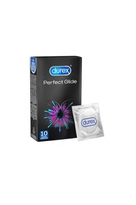 Durex Perfect Glide Lot de 10 préservatifs extra humides avec épaisseur de paroi plus épaisse Idéal pour le sexe anal