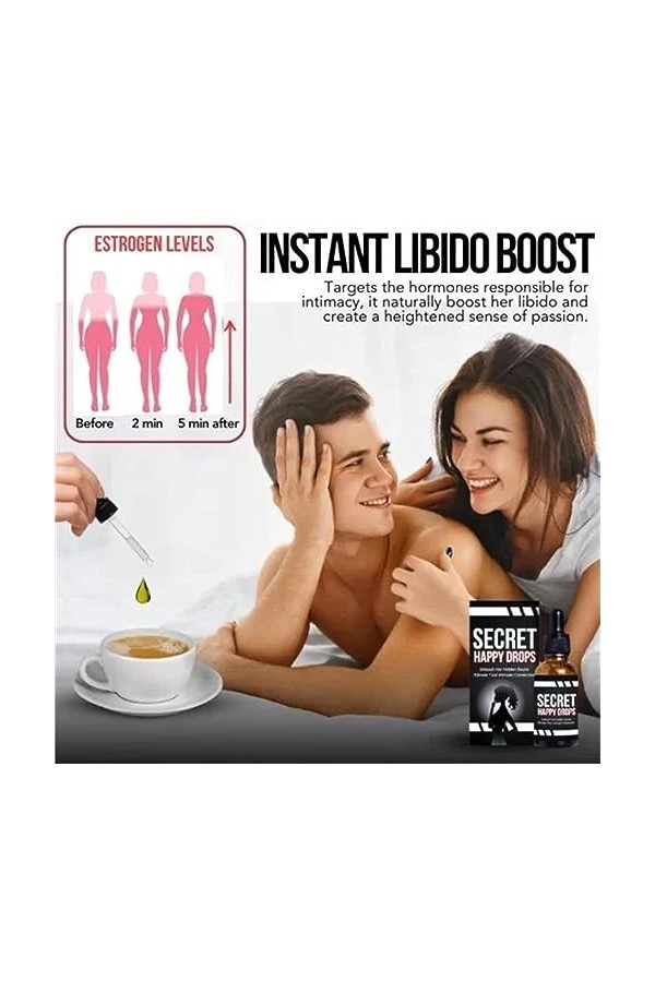 PleasurePeak Gouttes orales Secret Happy Drops, gouttes secrètes de bonheur pour femme, augmentent la sensibilité et le plais