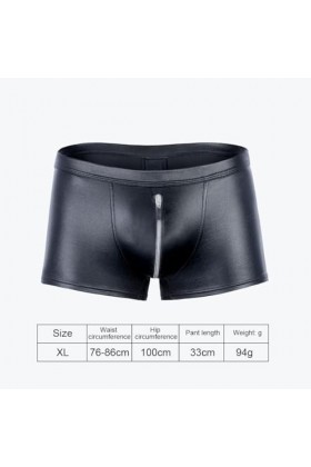 TNSRAY Shorts en Cuir à Fermeture éclair pour Homme, Shorts en Similicuir avec Fermeture éclair Avant - Shorts Effet mouillé 