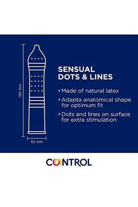 Control Sensual Dot&lines Préservatives Lot de 24 boîtes de préservatifs avec points et stries