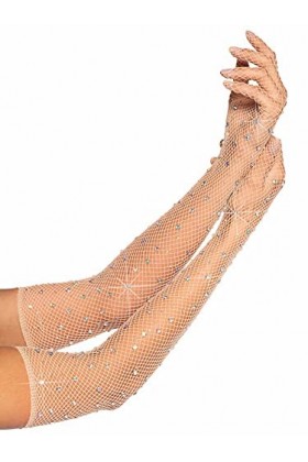 Leg Avenue Gants longs en résille pour femme - Beige - taille unique