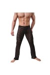 Mymyguoe Pantalon en résille pour homme en maille transparente - Pantalon long extensible avec cordon de serrage - Pantalon t