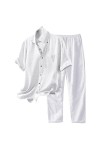 Gefomuofe Combinaison en lin pour homme - Survêtement de loisirs - Survêtement de sport - Pantalon de jogging - Survêtement l